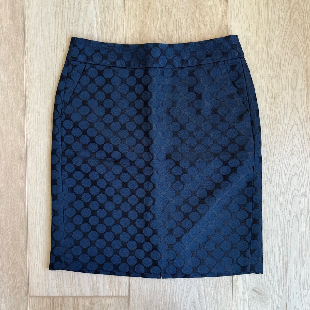 Banana Republic Navy Dot Jacquard Pencil Skirt
